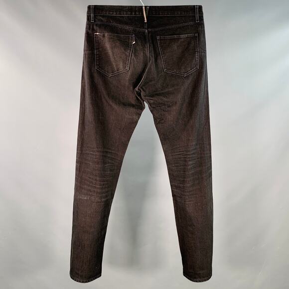 3 X 1 Size 34 Black Orange Heather Cotton Straight Selvedge Jeans - Picture 3 of 9